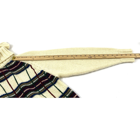 Laura Scott Womens Turtleneck Sweater Size Small Cream Plaid Preppy Wool Blend‎ - Picture 8 of 11